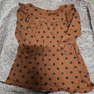 Orange Floral Long Sleeve Dress